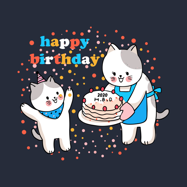 Happy Birthday Cat Mom and Kitty by Golden Eagle Design Studio