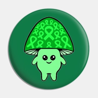 Green Awareness Ribbon Mushroom man Pin