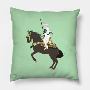 Moroccan Horse with His Saddle - Tbourida - Moroccan Equestrian Art Pillow