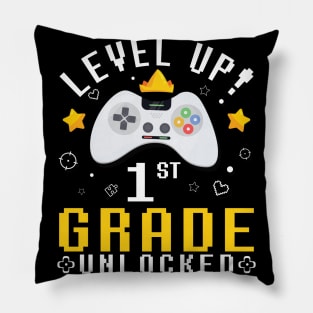 Gamer Fans Students Level Up 1st Grade Unlocked First Day Of School Pillow