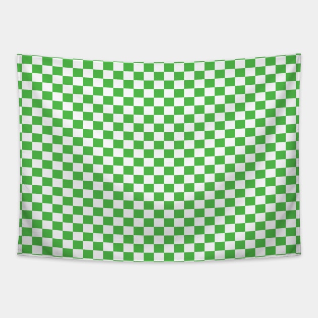 checkered Green and White Tapestry by DragonTees