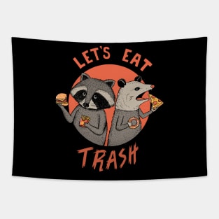 Eat trash raccoon and opossum Tapestry