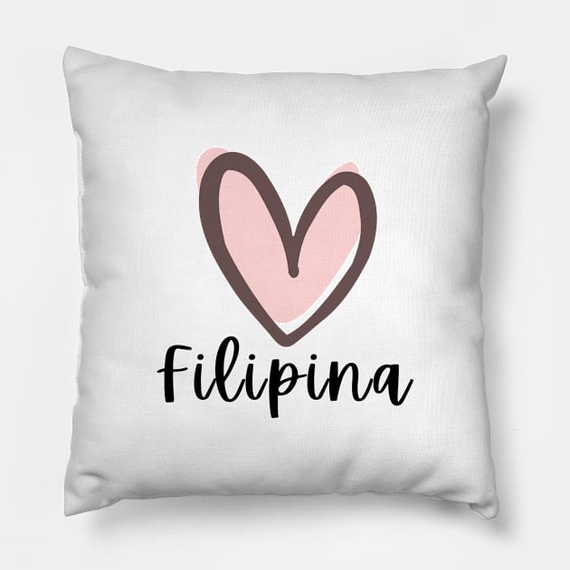 OFW Filipina Filipino Pinay Heart Drawing Cute Art Pillow by CatheBelan
