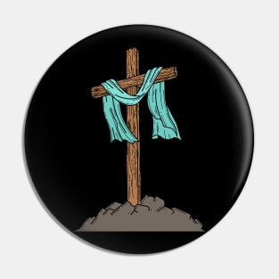 Wooden cross on a hill Pin