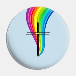 Cross Rainbow Flame 01 Pin