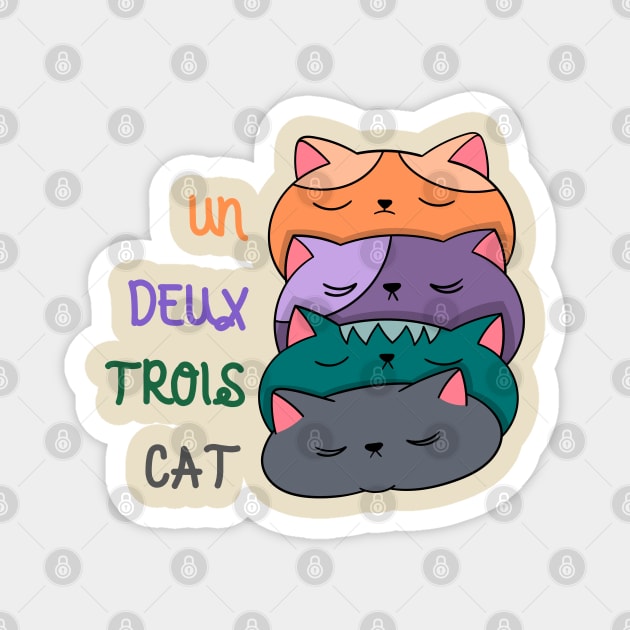 Un Deux Trois Cat Magnet by Creatifly Graphic Tees