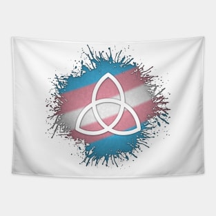 Paint Splatter Transgender Pride Flag Triquetra Symbol Tapestry