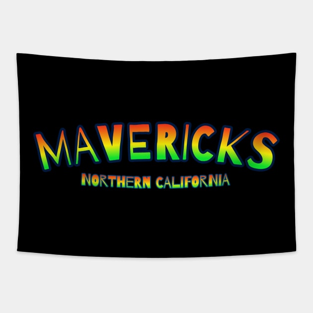 Mavericks surfing Northern California Tapestry by Coreoceanart