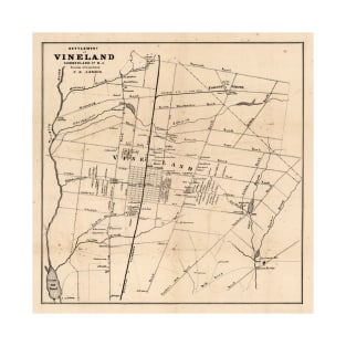 Old Vineland NJ Map (1875) Dandelion Capital of the World Vintage Atlas T-Shirt