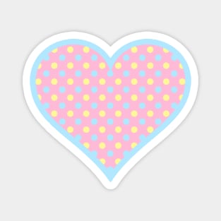 Pink, Yellow and Blue Polka Dot Heart Magnet