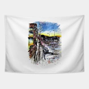 Urban Sunset Tapestry