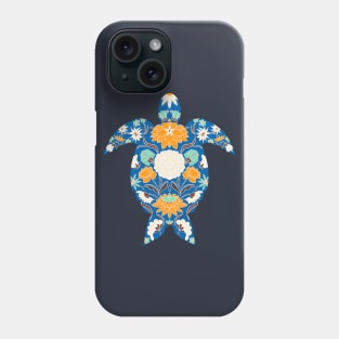 Blue and orange floral sea turtle Phone Case