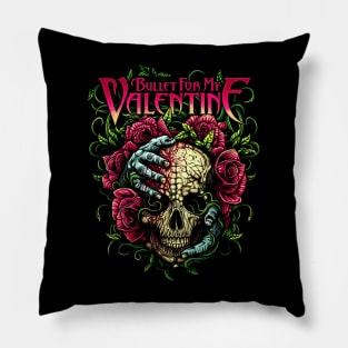 bullet for my valentine - skull on roses Pillow