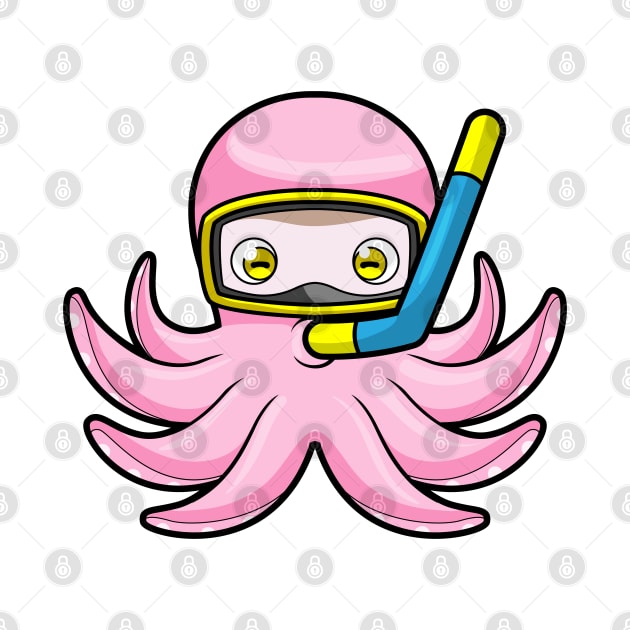 Octopus at Diving with Snorkel & Swimming goggles by Markus Schnabel