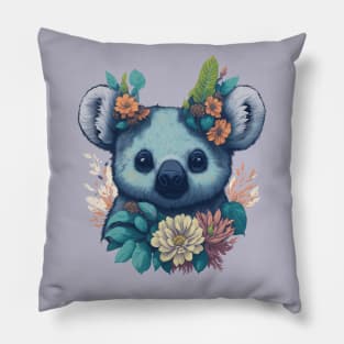 Cute Koala bear face with flowers t-shirt design, apparel, mugs, cases, wall art, stickers, travel mug Pillow