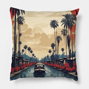 Xochimilco Mexico Vintage Poster Tourism Pillow