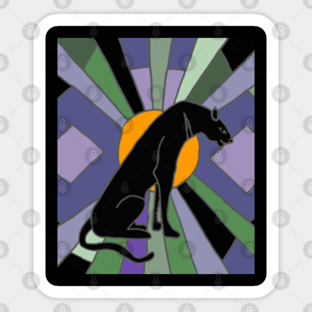 Fun Black Panther Cat Art Deco Panther Sticker Teepublic