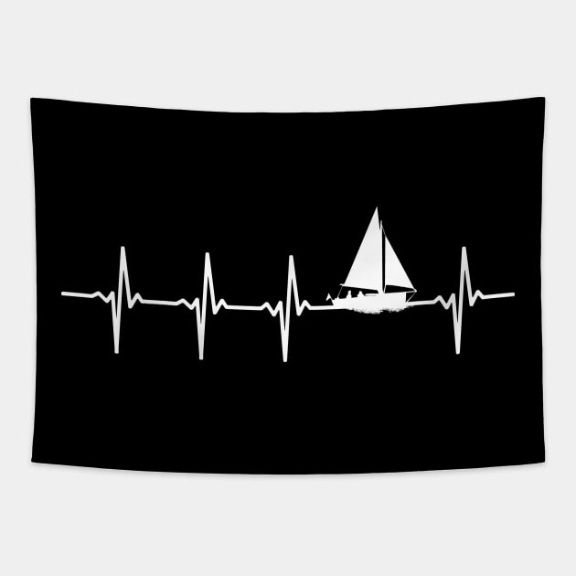Sailing Heartbeat Gift For Sailors & Skippers Tapestry by OceanRadar