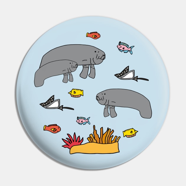 Manatee with colorful fish Pin by Anke Wonder 