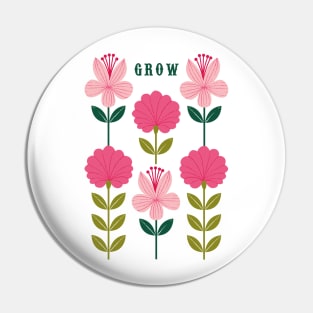 Grow Flowers pink Pin