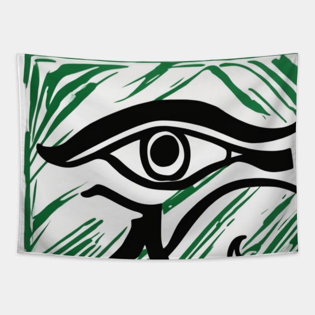 Eye of Horus Green Shadow Silhouette Anime Style Collection No. 222 Tapestry by cornelliusy