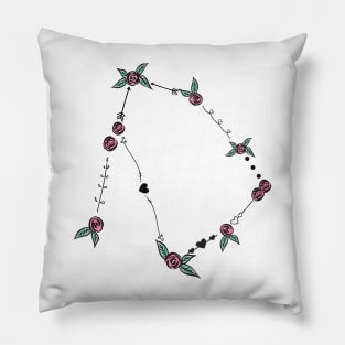 Ophiuchus Constellation Roses and Hearts Doodle Pillow