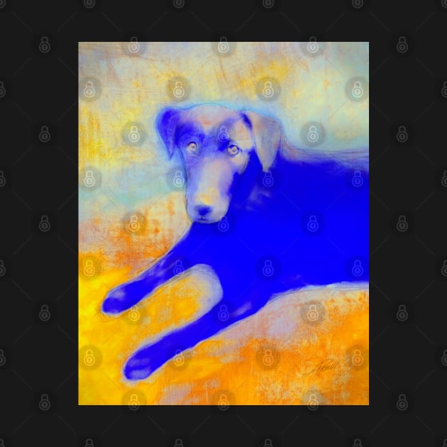 Dog In Blue And Yellow by art64