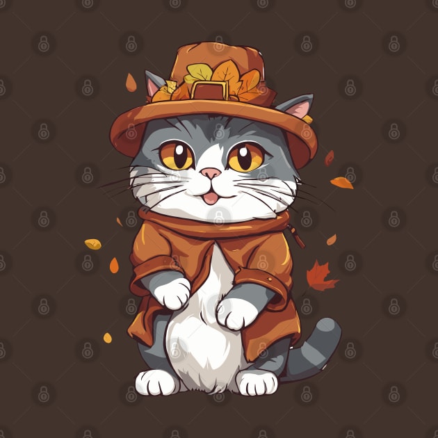 Thanksgiving Cat Pilgrim by Ray Crimson