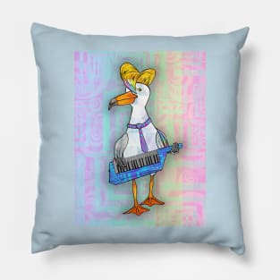 Seagull Playing Keytar Pillow