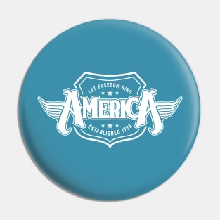 America - Shield Design (White on Blue) Pin