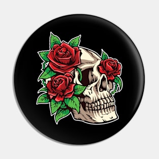 Skull Roses Pin