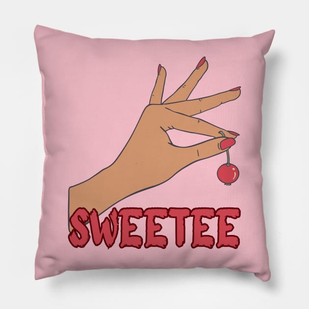 Cherry on hand sweet Pillow by CleasssArt