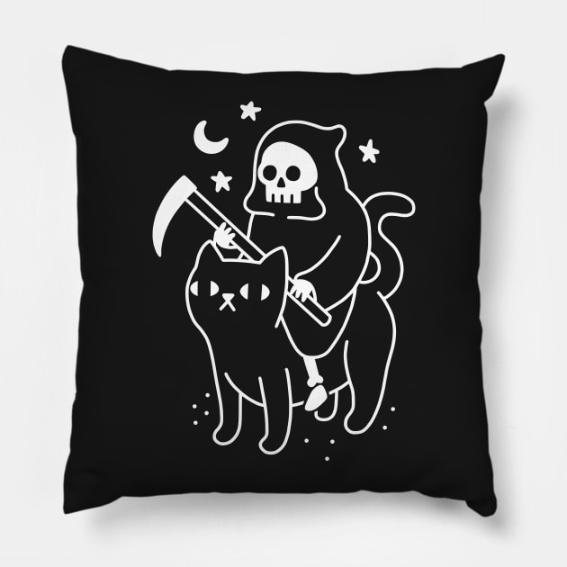 Death Rides a Black Cat Pillow by obinsun