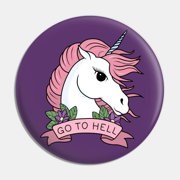 Go to Hell - Unicorn Pin by valentinahramov