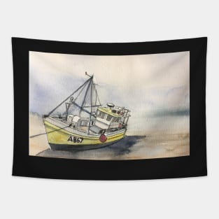 The Boat on New Quay Beach Tapestry