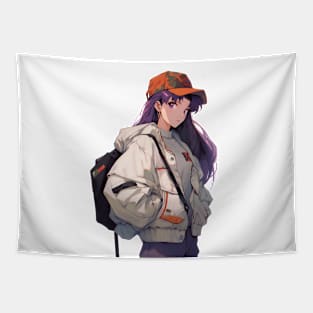 Misato Katsuragi Anime girl Illustration streetwear 3 Tapestry