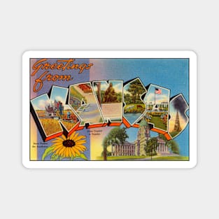 Greetings from Kansas Vintage 1930's Postcard Magnet