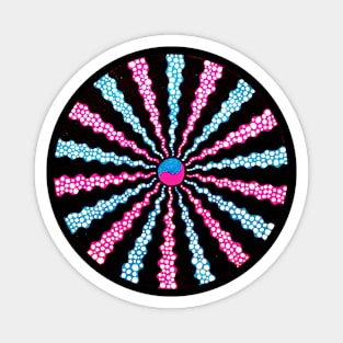 Handmade pink and blue spiral mandala art Magnet