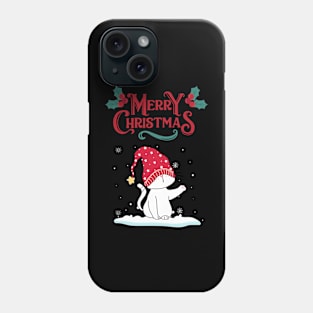 Merry Christmas Cat Playing in Snow Phone Case