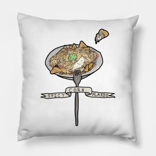 Nachos (spicy cornflakes) colored tattoo style Pillow