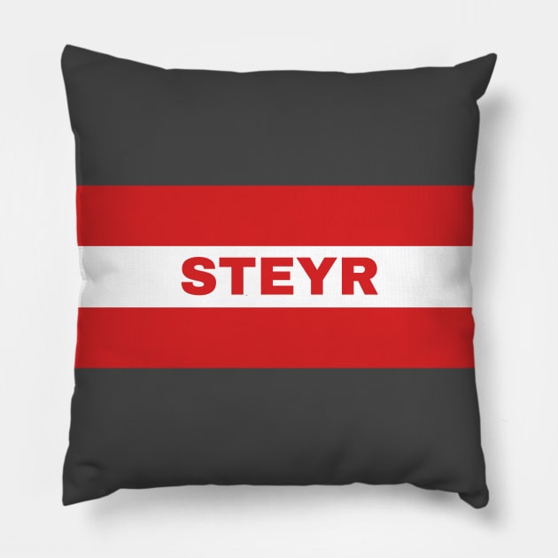 Steyr City in Austrian Flag Pillow by aybe7elf