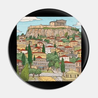 Athens city drawing Pin