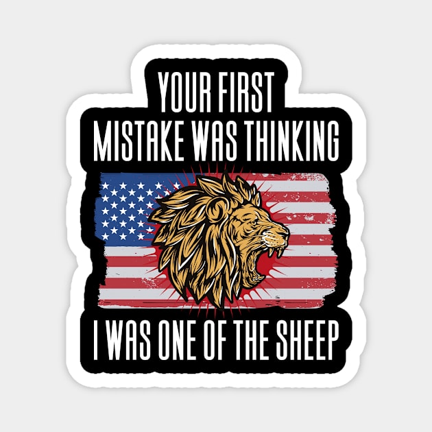 Conservative Lion Sheep Magnet by Aajos