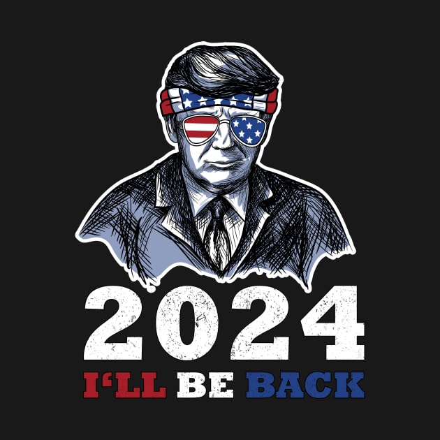 Trump American Flag Sunglasses 2024 I'll Be Back by jodotodesign