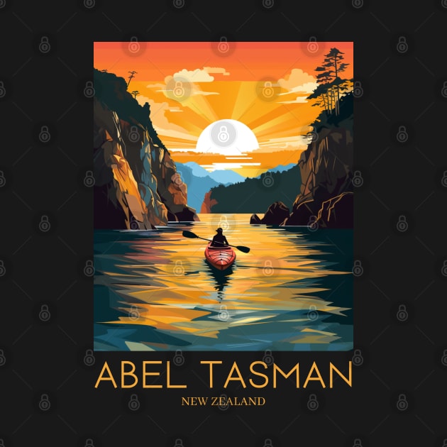 A Pop Art Travel Print of Abel Tasman National Park - New Zealand by Studio Red Koala