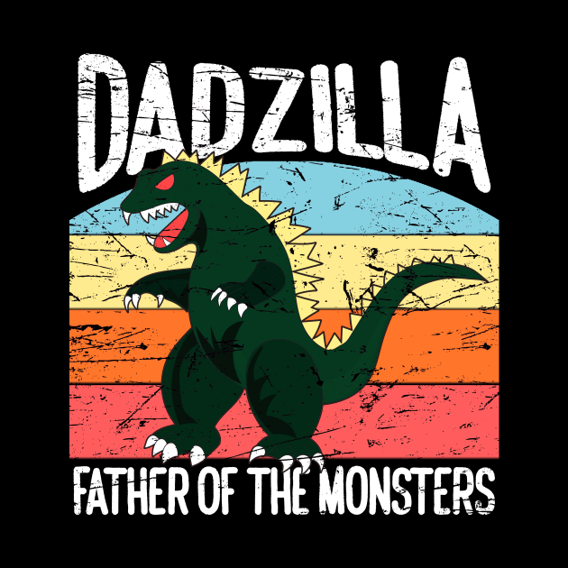 Dadzilla Father Of The Monsters Retro Vintage Sunset by artbooming