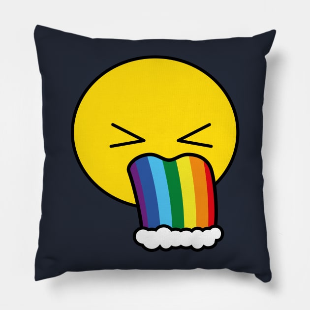 Puke Rainbow Emoji Rainbow Pillow TeePublic