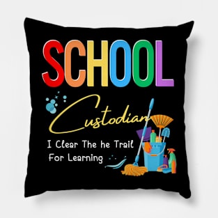 School Custodian Clear Trail Learning Back To School Janitor Pillow