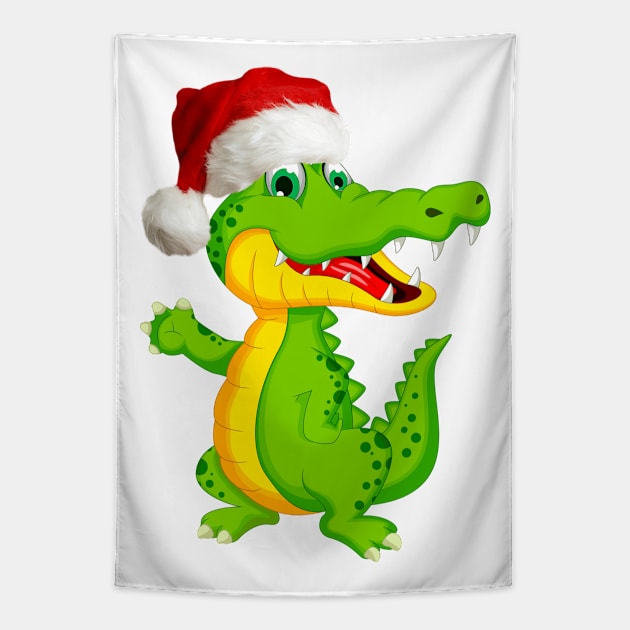 Graphic Style Chistmas Crocodile Tapestry by Sveteroc