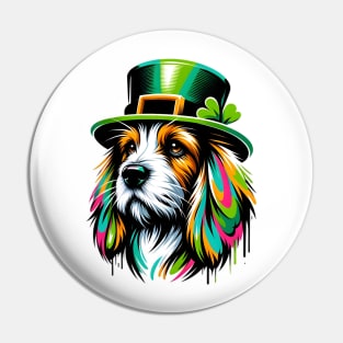 Petit Basset Griffon Vendeen Celebrates Saint Patrick's Day Pin